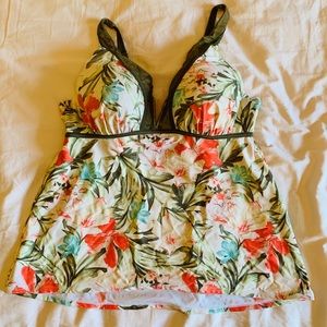 Cacique Lane Bryant tropical floral swim tankini